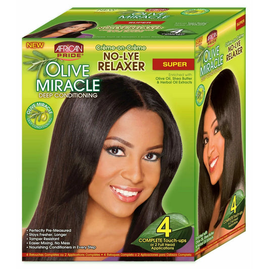 AFRICAN PRIDE OLIVE MIRACLE  Kit De Lissage Profond Pack 4 "Super"