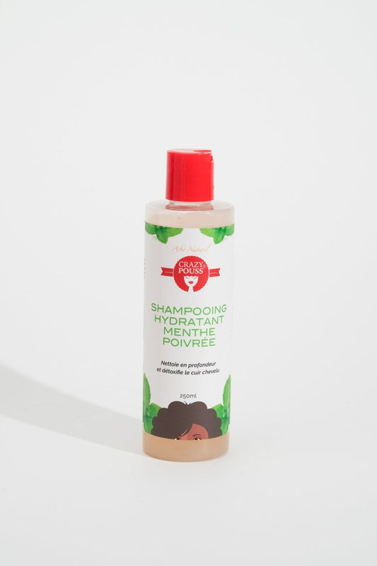 CRAZY POUSS - Shampooing hydratant à la menthe poivrée - Soin capillaire pour nettoyer et hydrater en profondeur vos cheveux crépus ou ondulés