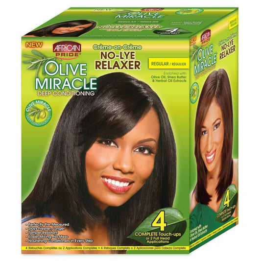 AFRICAN PRIDE OLIVE MIRACLE  Kit De Lissage Profond Pack 4 "Normal"