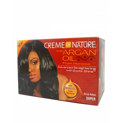 CREME OF NATURE ARGAN OIL  Kit Défrisant Super