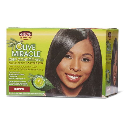 AFRICAN PRIDE OLIVE MIRACLE  Kit Défrisant Anti-Casse "Super"